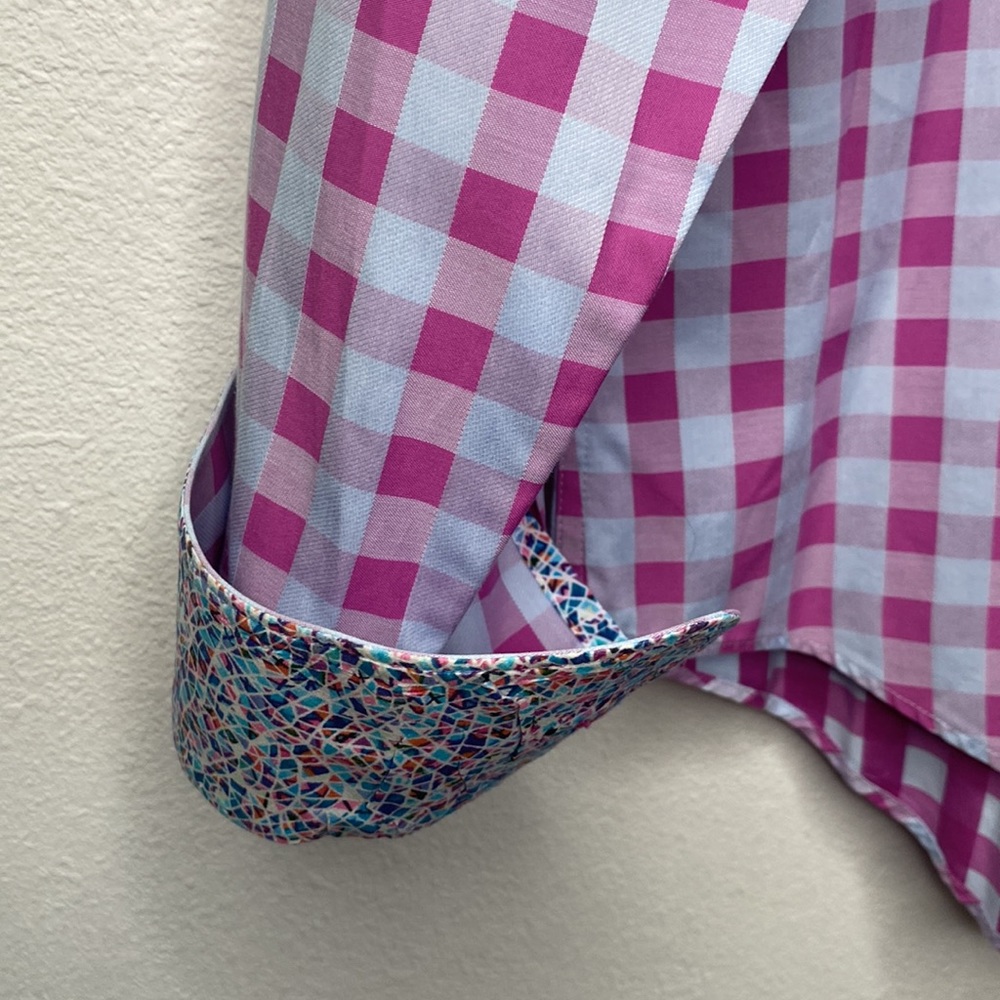 Bugatchi Uomo Checkered Button Down Shirt Large - image 2